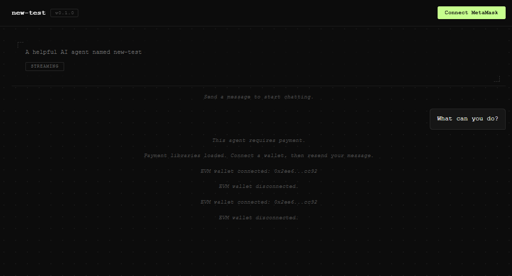 The user interface for chatting with Agents, provided by Warden Code